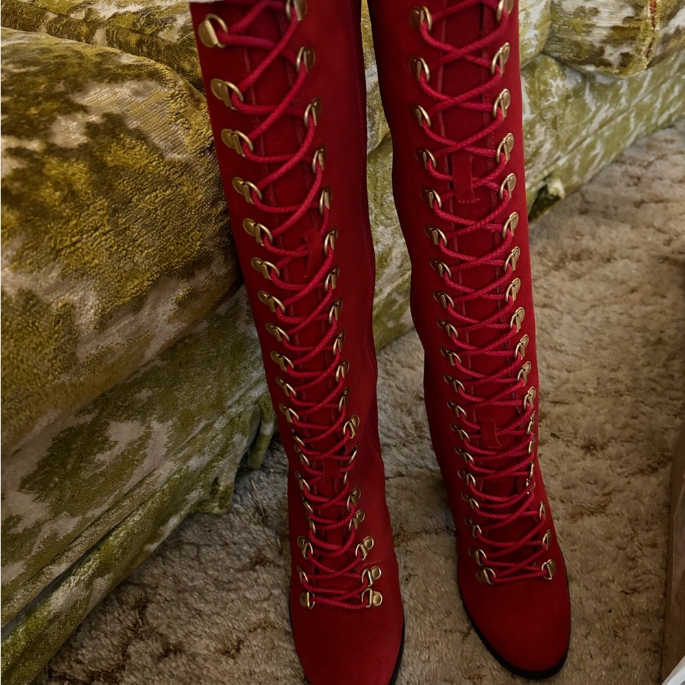 Red Lace Up Boots
